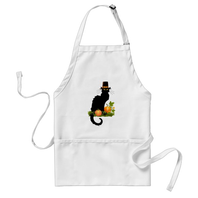 Le Chat Noir Thanksgiving and Pilgrim Turkey Standard Apron (Front)