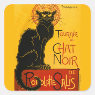Le Chat Noir The Black Cat Art Nouveau Vintage Square Sticker
