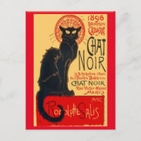 Le Chat Noir, The Black Cat , Art Postcard