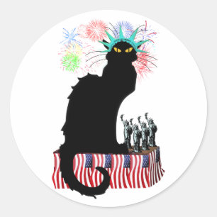 Le Chat Noir USA Independence Day Classic Round Sticker