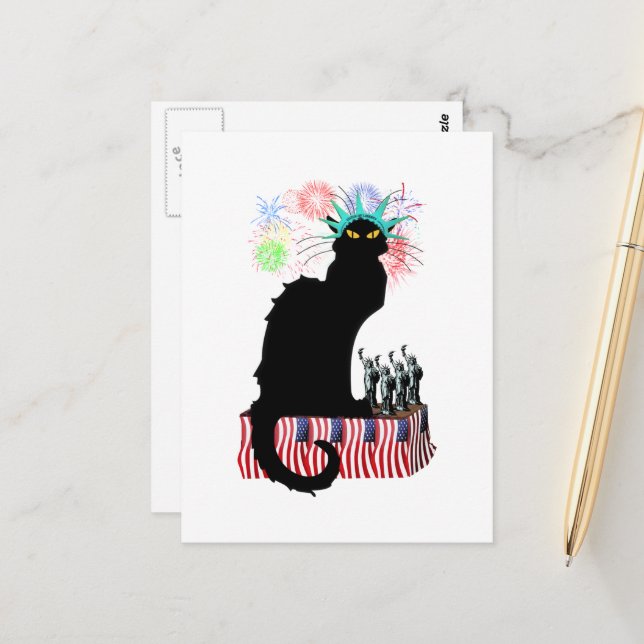 Le Chat Noir USA Independence Day Postcard (Front/Back In Situ)