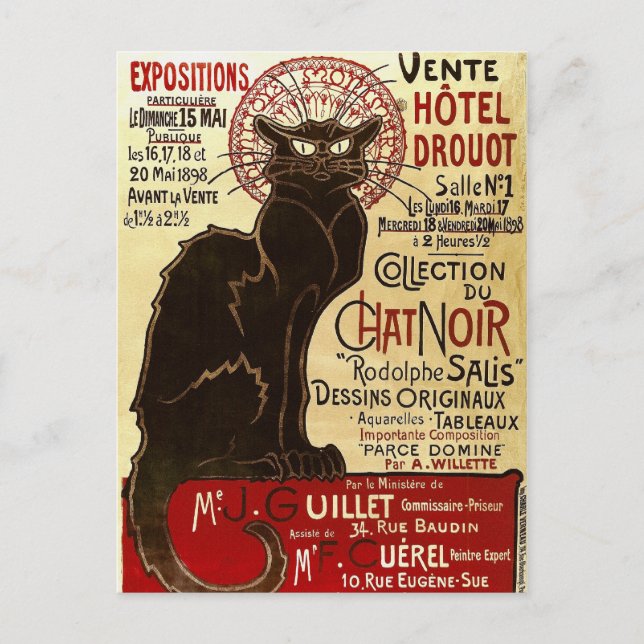 Le Chat Noir, Vente Hôtel Drouot Fine Art Postcard (Front)