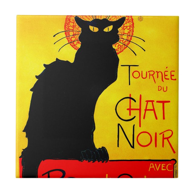 Le Chat Noir Vintage Ceramic Tile (Front)