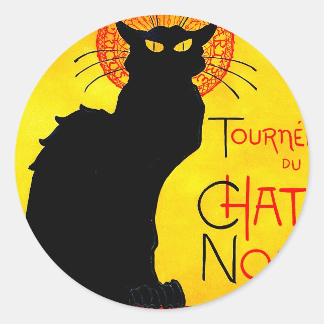 Le Chat Noir Vintage Classic Round Sticker (Front)