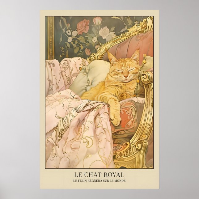 Le Chat Royal Cat Art Print French Style Feline (Front)