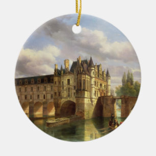 Le Chateau de Chenonceau, 1843 (oil on canvas) Ceramic Ornament