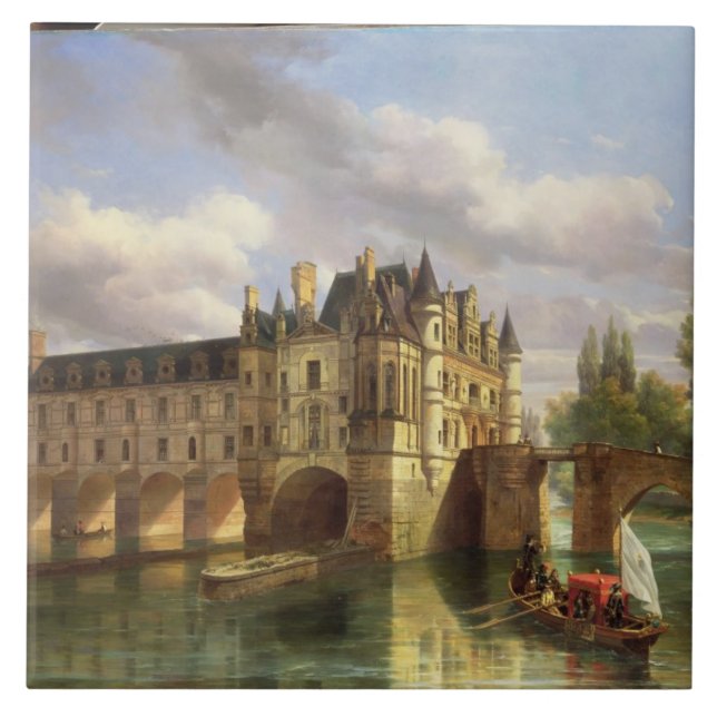 Le Chateau de Chenonceau, 1843 (oil on canvas) Tile (Front)
