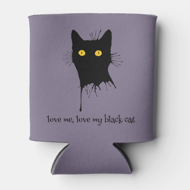 Le Chaton Noir Love Me Love My Black Cat Lover Can Cooler (Front)