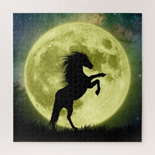 Le cheval et la lune jaune jigsaw puzzle (Vertical)