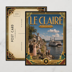 Le Claire Iowa Vintage Art Deco Golden Age Postcard