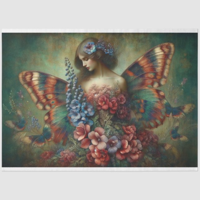 Le Femme Butterfly Beauty Fleur Decoupage  Tissue Paper (Front)