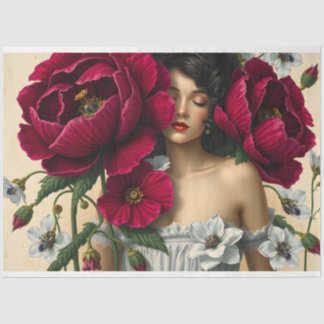 Le Femme Victorian Beauty Romance Poppy Decoupage  Tissue Paper