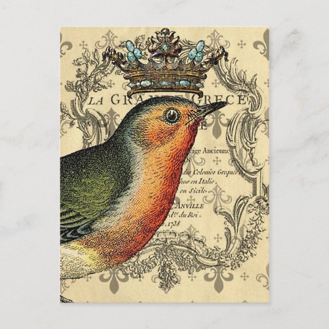 Le Fleur Crowned Bird Postcard (Front)