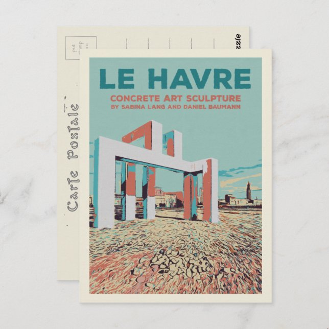Le Havre concrete art sculpture on beach France Postcard (Front/Back)