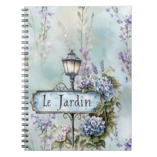 Le Jardin (the garden) Pretty Purple Flowers Notebook