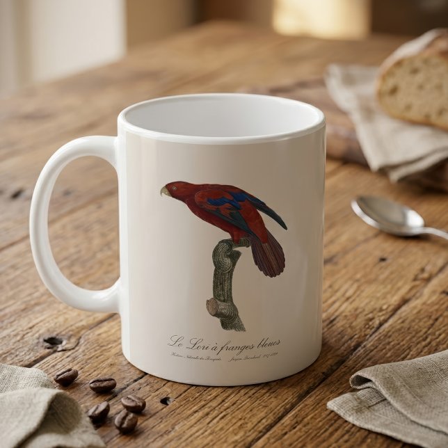 Le Lori a franges bleues  Coffee Mug (Long-Tailed Red Lory, Trichoglossus borneus. Coffee Mug)