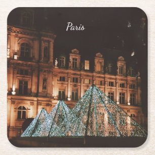 Le Louvre, Paris, France Square Paper Coaster