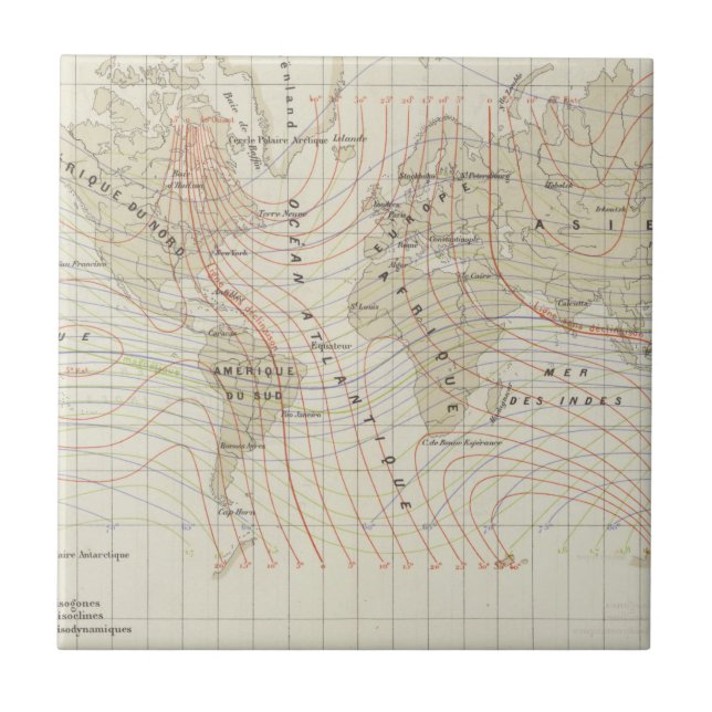 Le Magnetisme du Globe Terrestre Ceramic Tile (Front)