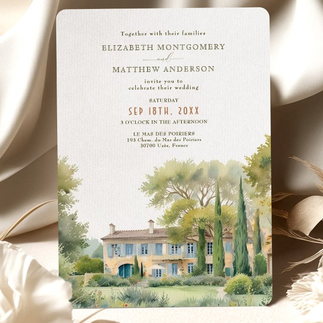  Le Mas des Poiriers Provence Garden Wedding Invitation (Creator Uploaded)