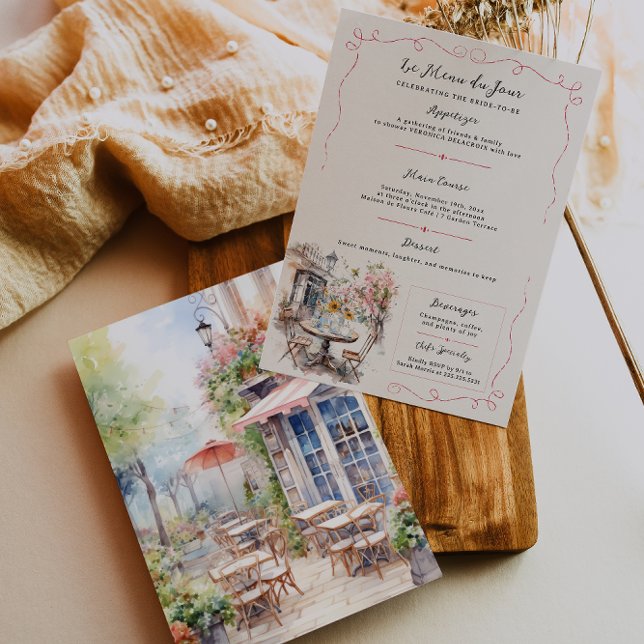 Le Menu du Jour | Pink Café Bridal Shower Invitation (Creator Uploaded)