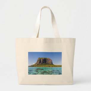 Le Morne Brabant Mauritius with sea panoramic Large Tote Bag