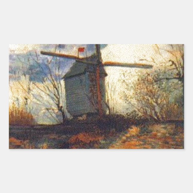 Le Moulin de la Galette Van Gogh Rectangular Sticker (Front)