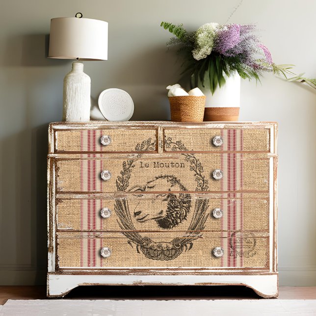 Le Mouton or The Sheep Burlap Grain Sack Decoupage Tissue Paper (Creator Uploaded)