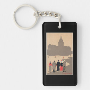 Le Pantheon Art Deco SceneParis, France Key Ring
