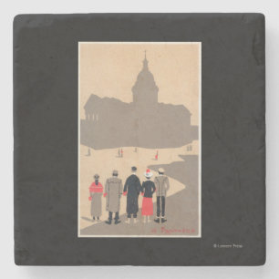Le Pantheon Art Deco SceneParis, France Stone Coaster