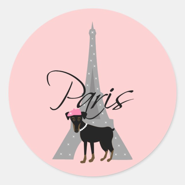 Le petit chien à Paris Classic Round Sticker (Front)