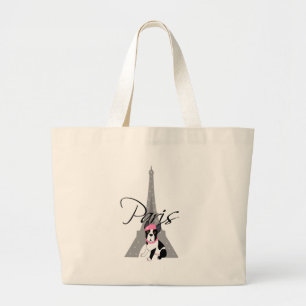 Le petit chien à Paris Large Tote Bag