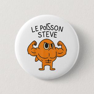 Le Poisson Steve Funny Muscular Fish Cartoon 6 Cm Round Badge