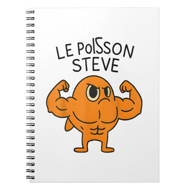 Le Poisson Steve Funny Muscular Fish Cartoon Notebook (Front)