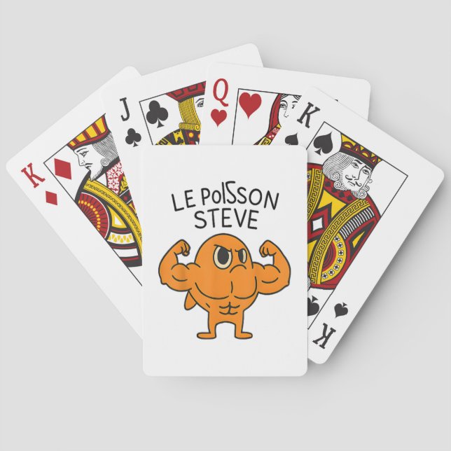 Le Poisson Steve Funny Muscular Fish Cartoon Playing Cards (Back)