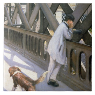 Le Pont de L'Europe: detail of a resting man and a Ceramic Tile