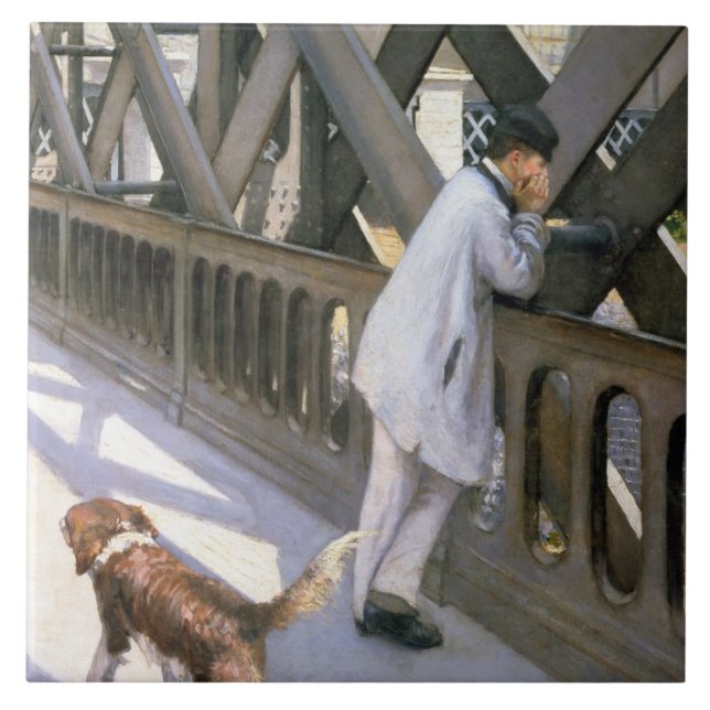 Le Pont de L'Europe: detail of a resting man and a Ceramic Tile (Front)