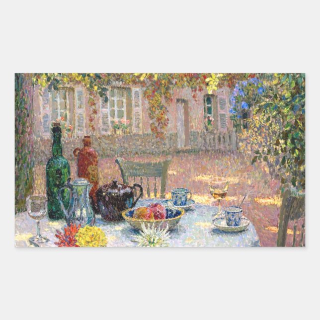 Le Sidaner: Table under Leaves in the Sun Rectangular Sticker (Front)