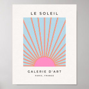 Le Soleil 02 Retro Sun Pink And Blue Sunshine Poster