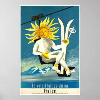 Le soleil fait du ski en France, Ski Poster