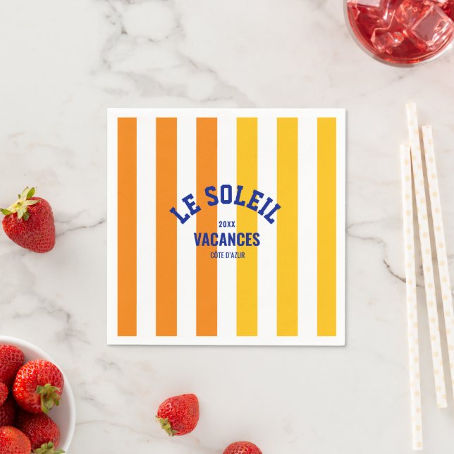 Le Soleil Vacances Côte d'Azur Cabana Stripe Napkin (Insitu)