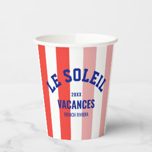 Le Soleil Vacances French Riviera Cabana Stripe Paper Cups