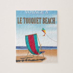 Le Touquet Beach Vintage french travel poster Jigsaw Puzzle