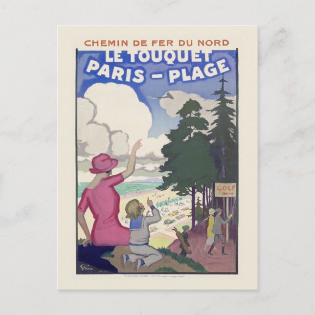 Le Touquet-Paris-Plage Vintage Poster 1920s Postcard (Front)