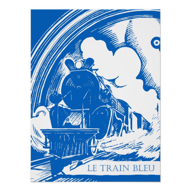 Le Train Bleu Blue Train Vintage Travel Literature Poster (Front)