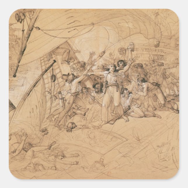 Le Vengeur du Peuple' Sinking Battle of Square Sticker (Front)