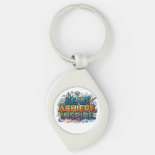 Lead, Achieve, Inspire – Motivational Typography Key Ring