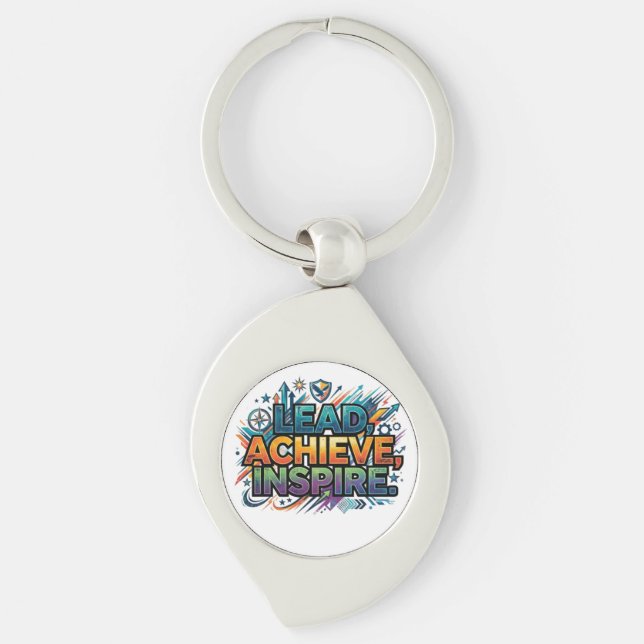 Lead, Achieve, Inspire – Motivational Typography  Key Ring (Front)