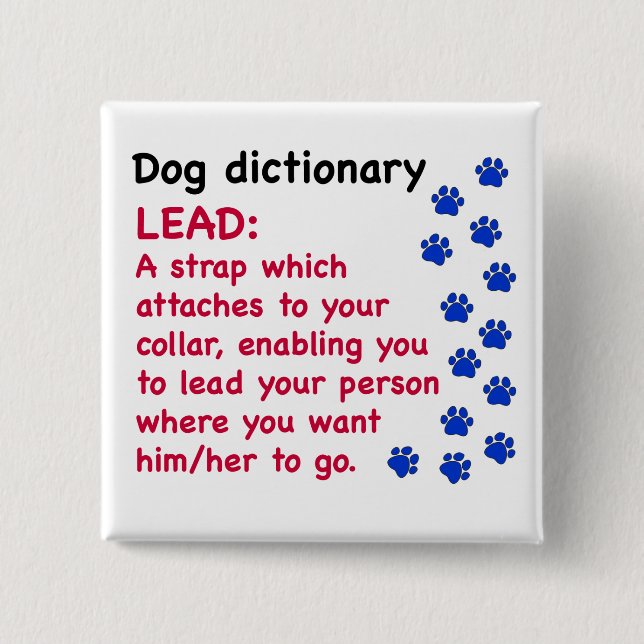 Lead - dog dictionary 15 cm square badge (Front)