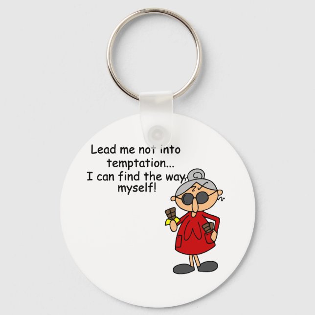 Lead Me Not Into Temptation Humour Key Ring (Front)