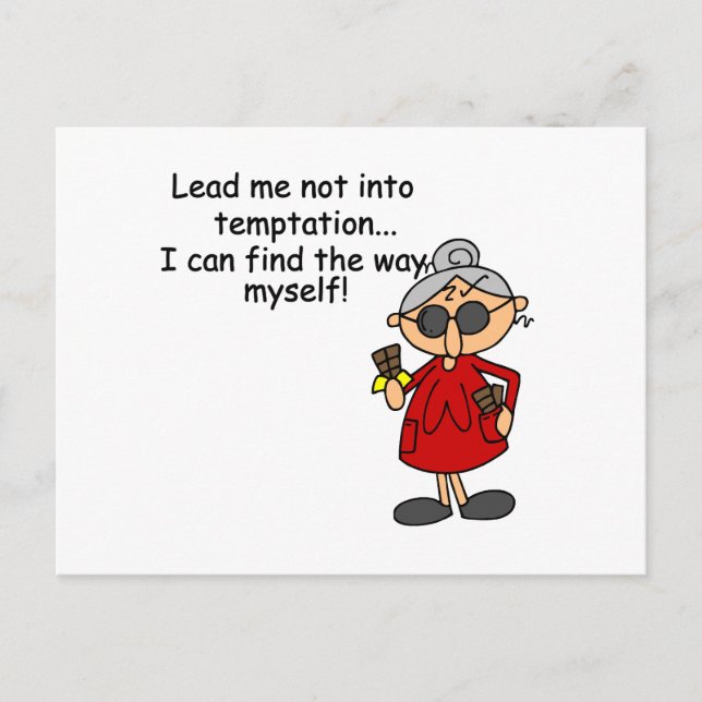 Lead Me Not Into Temptation Humour Postcard (Front)